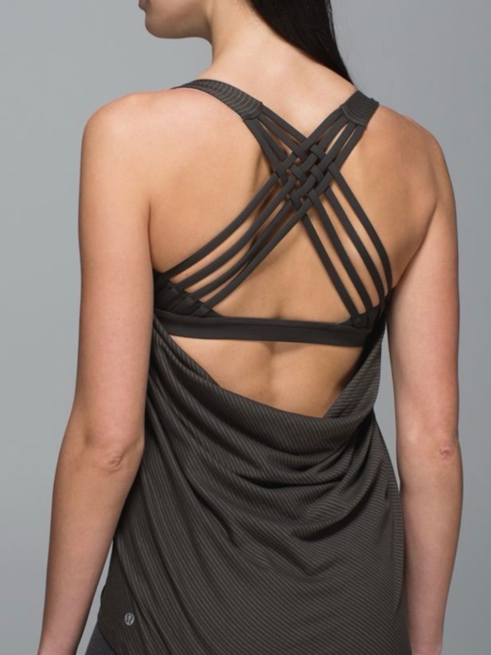 Lululemon wild tank dark wren size 4 build in bra criss cross back